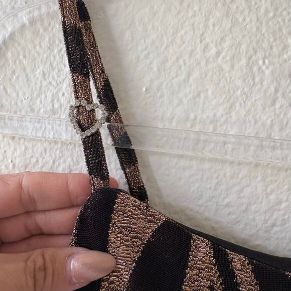 Y2K Glamcore Coquette Zebra Glitter Slip Dress | Derek & Heart | Size S - Picture 5 of 7